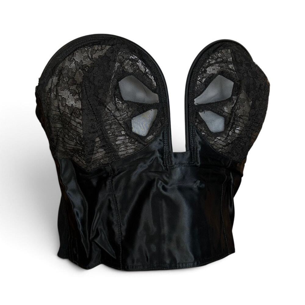 Vintage 70s 80s Bali Black Longline Bra Bustier 38C